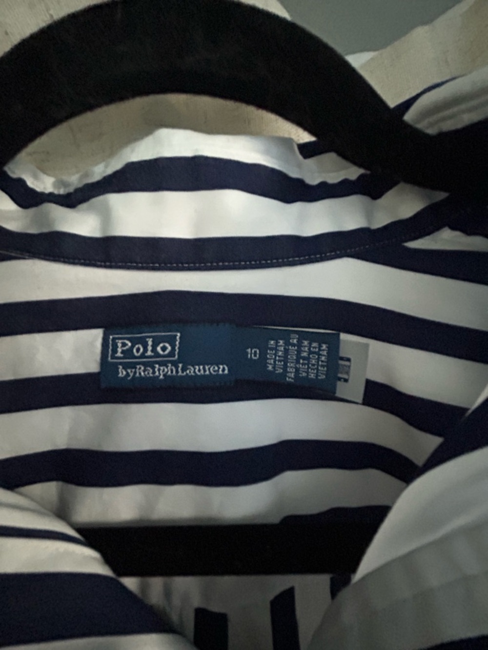 NWOT Polo Ralph Lauren Ela Navy & White Striped Long-Sleeve Shirt Dress - Picture 6 of 6